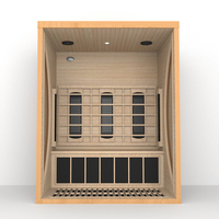Sauna Interior de Infrarrojos Lejanos para 3 Personas, 2100W, Madera de Hemlock Canadiense, Bajo EMF, Sauna Terapéutica para el Hogar