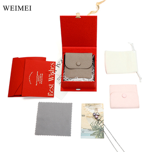 Custom Logo Magnetic Necklace Jewelry Gift Box with <b>Ribbon</b> and Gift Card Luxury Branded Paper Packaging - Product Image 6