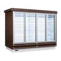 Vitrine réfrigérée ouverte multi-étagères avec rideau d'air et ventilateur, refroidie par compresseur externe, pour fruits et légumes de supermarché