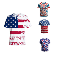 USA T-shirt Fourniture d'usine Drapeau américain Logo personnalisé Polyester T-shirt fin et confortable pour l'activité