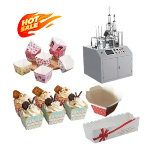 Automatische Cupcake-Papierherstellungsmaschine Cupcake Muffin Chiffon Kuchen Tablett Schachtel Beladung Aufrichtungsmaschine