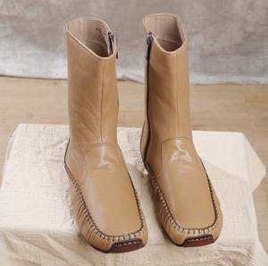 Mocassins à fermeture éclair pour femmes, personnalisés, de haute qualité, avec talons épais pour augmenter la taille, en cuir véritable - Product Image 6