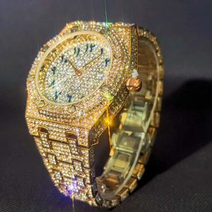 2025 moda di alta qualità Bling Bling orologi al quarzo Hip Hop ghiacciato oro <span class=keywords><strong>argento</strong></span> oro rosa <span class=keywords><strong>orologio</strong></span> popolare per gli uomini delle donne - Product Image 3
