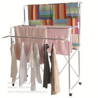 Séchoir à linge pliable en acier inoxydable avec 4 barres extensibles, support mobile à roulettes pour la maison