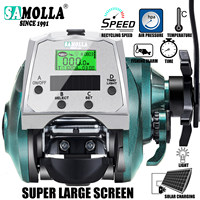 Carrete de Pesca Digital Inteligente SAMOLLA KX1200, Carrete de Pesca para Barco, Pantalla LCD Grande, Relación de Engranajes 6.3:1, para Ríos y Arroyos