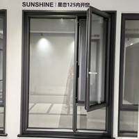 Fenêtre à battant en aluminium à ouverture vers l'extérieur, ventilation améliorée, résistante aux intempéries, avec verre trempé, design à une seule feuille