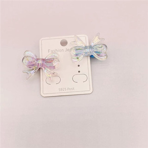 QianJin прозрачный и красочный галстук-бабочка маленькая заколка для волос с универсальной челкой и ломаными заколками для волос - Product Image 4