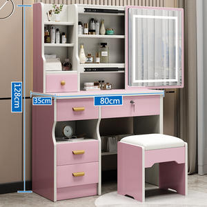 2026 estilo italiano moderno dormitorio <span class=keywords><strong>tocador</strong></span> conjunto LED maquillaje <span class=keywords><strong>tocador</strong></span> <span class=keywords><strong>con</strong></span> <span class=keywords><strong>espejo</strong></span> iluminado almacenamiento <span class=keywords><strong>de</strong></span> madera - Product Image 1