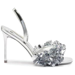 Sandales à talons hauts pour femme, grande taille 46, à bout ouvert, à bride arrière, en cuir verni, style slingback, à motif floral, coupe large - Product Image 6