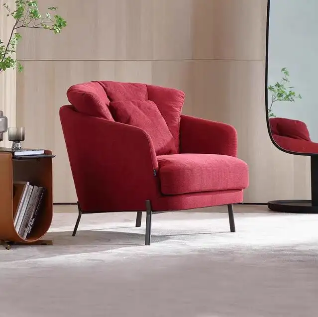 Vente directe d'usine italien minimaliste et luxueux tissu canapé chaise salon pétale design décontracté fauteuil simple