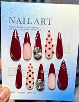 Faux ongles longs stiletto faits main à presser, nude blanc, avec décoration anneau métallique perforant style French, couvrance totale, en gel souple, 10 pièces