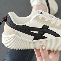 Sepatu Sneakers Chunky Wanita Model Tali Warna-warni Kasual untuk Jalan Santai