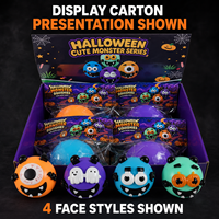 Collection de jouets à presser en silicone souple à montée lente, thème monstres d'Halloween, vente en gros, 4 styles de visages présentés