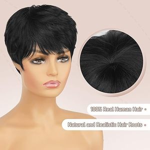 Recién llegado, peluca corta para Pixie Cut None Lace Blonde con cabello humano virgen brasileño de 10 pulgadas para mujeres negras, peluca hecha barata - Product Image 2
