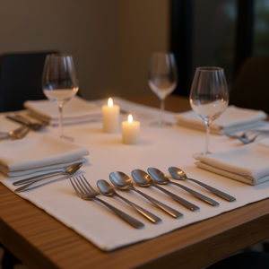 Service de table en acier inoxydable 48 pièces, compatible lave-vaisselle, design moderne pour les fêtes - Product Image 2