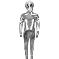 Combinaison Alien Argentée pour Enfants 8-13 Ans, Costume en Vinyle pour Spectacle Scénique et Cosplay, Été 2025