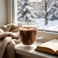 Tasses à café en verre borosilicate à double paroi isolées 400 ml sans BPA, résistantes à la chaleur, avec poignée pour boissons chaudes et froides