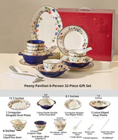 Service de vaisselle en porcelaine Peony, bleu roi, assiettes et bols à motifs floraux, vaisselle sous glaçure pour la maison, les repas et les cadeaux
