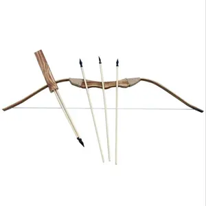 Arco de madeira de bambu de 80cm e flecha com quiver, conjunto crianças, brinquedo jovem para tiro ao alvo, caça, jogar