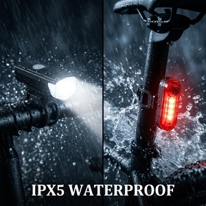 Vente en gros d'usine : Ensemble de feux de vélo rechargeables par USB, étanches, avec phare avant et feu arrière LED, lampe de cyclisme OEM - Product Image 4