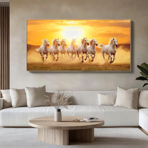 Wholesale Living Room Decorative Animal Wall Art 7 <strong>Horse</strong> Running <strong>Painting</strong> With Frame Canvas Custom Art Print - Product Image 4