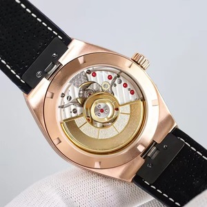 Montre de luxe haut de gamme pour homme, boîtier en or rose, cadran bleu, bracelet en cuir véritable noir, automatique, mécanique, date, lumineuse, neuve - Product Image 4