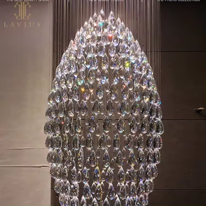 Gran Venta de candelabro LED grande, proyecto de luz colgante de techo, decoración de Villa de Hotel, candelabro de escalera Led, cristal de lujo - Product Image 4