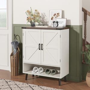 Meuble à chaussures moderne en bois SENYU avec 5 étagères, rangement de style farmhouse pour entrée, mobilier de maison - Product Image 3