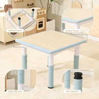 SINKIPA Table d'étude et de dessin moderne en bois écologique pour enfant, hauteur réglable, avec 2 chaises, pour les 3-8 ans, pour l'extérieur et la salle à manger