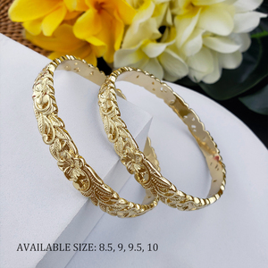Bracelets en or plaqué or hawaïen pour femmes, design floral, vente en gros - Product Image 2