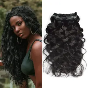 RXHAIR 100% Real Human Hair Natural Color Virgin Hair Pu Seamless Curly Clip In Extensions Malaysian Indian Body Wave