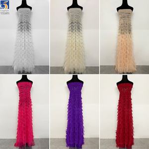 YX1151 di alta qualità 200gsm maglia 3D <span class=keywords><strong>Tulle</strong></span> <span class=keywords><strong>rosso</strong></span> gonna gonfia tessuto con paillettes <span class=keywords><strong>Tulle</strong></span> <span class=keywords><strong>Tulle</strong></span> per bambina 'vestito da principessa 5 yarde - Product Image 5