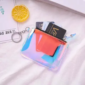 패션 소녀 레이저 가방 젤리 컬러 PVC 지갑 여성 작은 동전 지갑 미니 돈 키 동전 주머니 아이 아름다운 선물