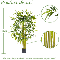 Plante artificielle en bambou vert réglable Bossion pour l'intérieur et l'extérieur, 150 cm, faux arbre en bambou