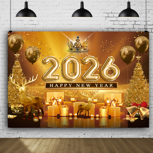 Chúc mừng năm mới lễ kỷ niệm 2026 nền Banner Trang trí lễ hội cho đêm Giao Thừa, trang trí phòng và sân vườn, đạo cụ gian hàng ảnh - Product Image 2