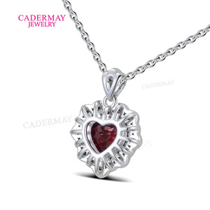 Cadermay Heart-Shaped 925 Sterling Silver Jewelry Set With Red Gemstone For Women Wedding Fine Jewelry - Product Image 3