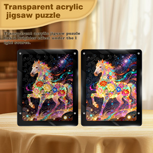 Rompecabezas plano de acrílico con diseño de caballo y flores coloridas, arte decorativo, 2 mm de grosor, juguete de ensamblaje para jóvenes - Product Image 2