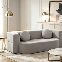 Canapé convertible deux places en tissu décontracté pour petit appartement, idéal salon
