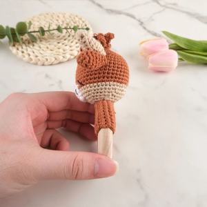 Offre Spéciale : Hochet Bébé Vache des Highlands Amigurumi au Crochet Fait Main, Jouet Doux en Peluche Bovin, Jouet de Dentition <span class=keywords><strong>Taureau</strong></span> pour Confort et Soulagement des Gencives des Nourrissons - Product Image 6