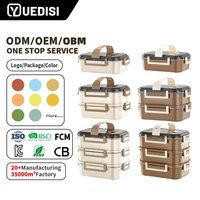 Yuedisi Microwavable 304 En Acier Inoxydable Garder Chaud Boîte À Lunch Pratique Boîte À Lunch pour Adultes Enfants Bureau