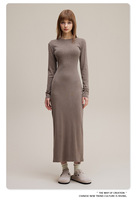 Robe longue maxi ajustée pour femme, élégante, sexy, tendance, style vintage, délavée, avec ourlet personnalisé et fente latérale