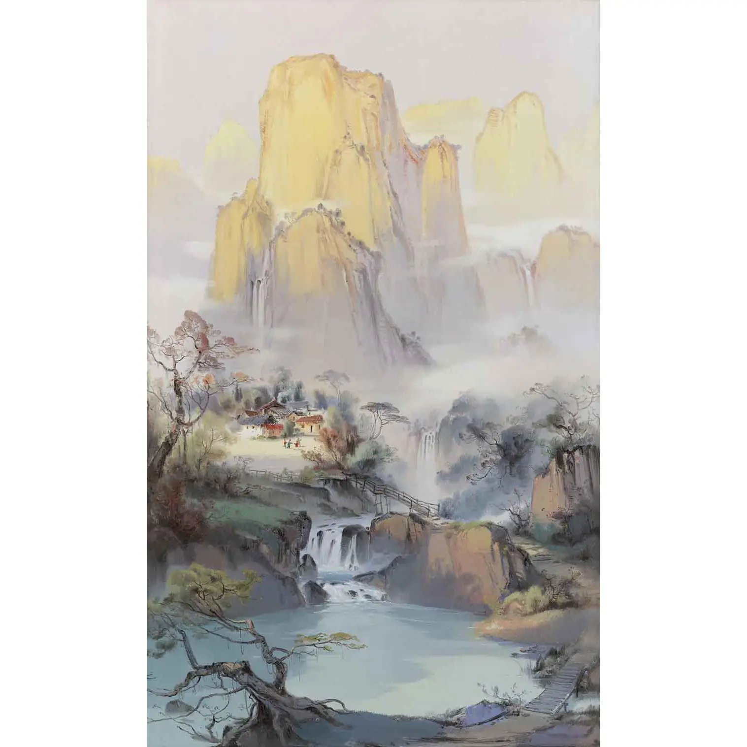 Wall Decor Modern Art Oil Painting Scenery Chinese Style Freehand Landscape Painting