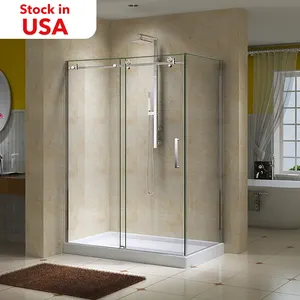 Easy Cleaning Chrome Aluminum Frameless Tempered Glass Sliding Door Rectangular Shower Room