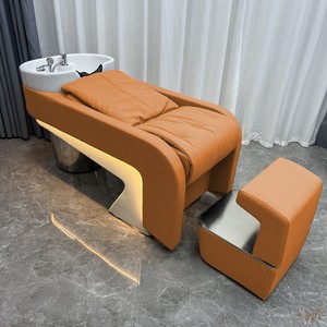 Beauty Salon Furniture Lay Down Washing Chair Bed Luxury Modern Barbershop Head Spa Shampoo Bed with Footrest and Lights - Product Image 6