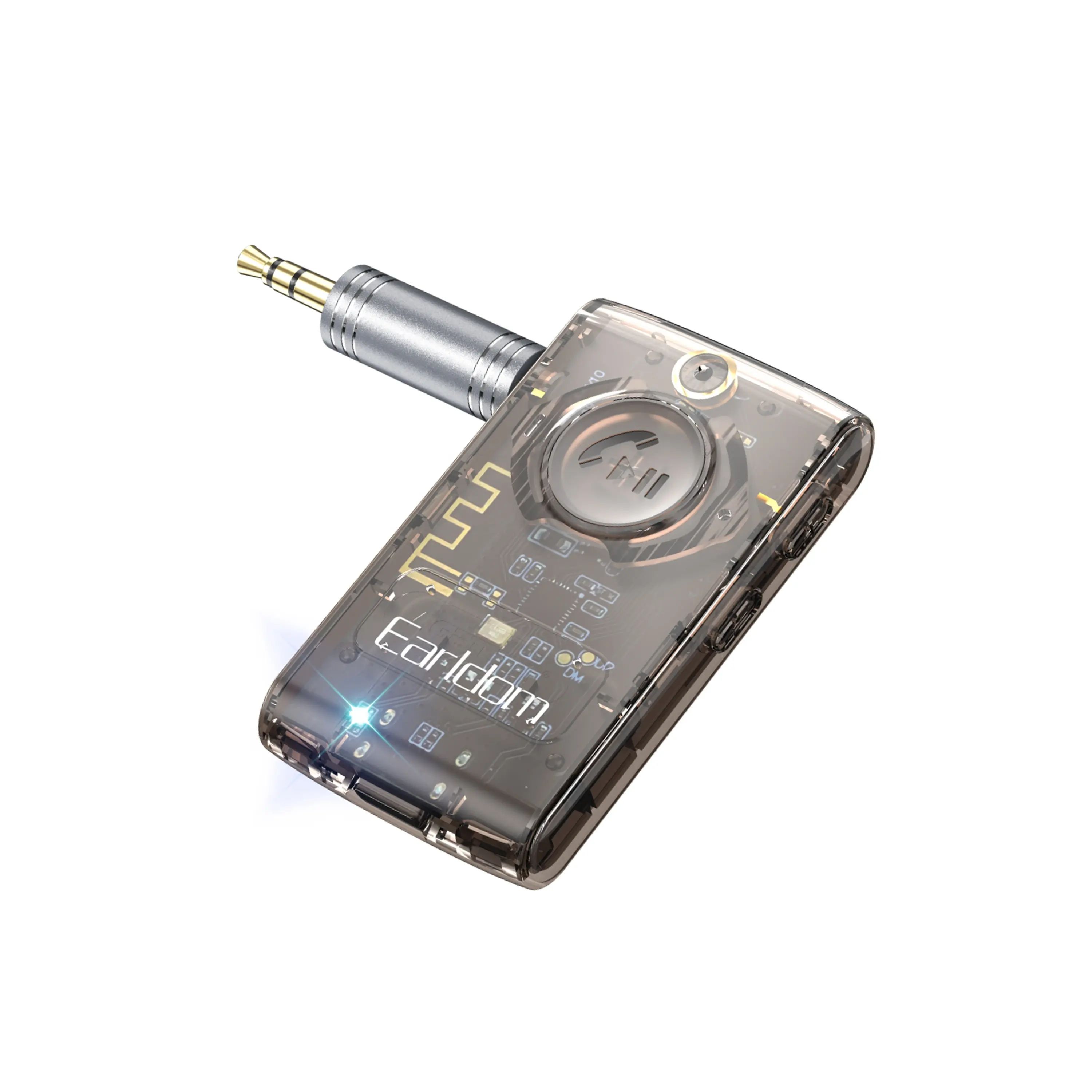 EARLDOM 3.5mm bluetooth car kit wireless handsfree car kit V5.3 music adapter for car/earphone/speaker Transparent
