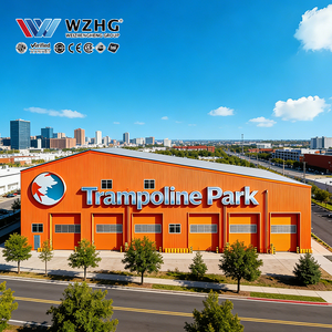 Structure en acier à grande portée pour parc de trampolines, sans tracas, largeur de 100 pieds, respectueuse de l'environnement, conforme à la norme ASTM F2970 - Product Image 1