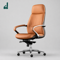Chaise de bureau de luxe italienne haut de gamme en cuir, chaise d'ordinateur confortable, chaise de bureau de direction en cuir de vachette