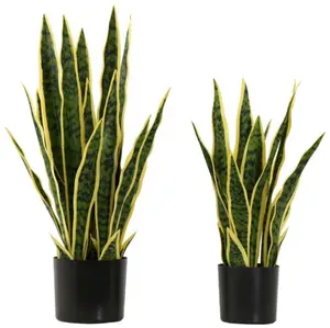 Wholesale plastic real touch latex yellow sansevieria snake plant artificial snake tree aloe plant