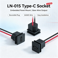 Connecteur femelle Type-C LN-015, prise de charge compatible avec les banques d'alimentation, lampe LED, mini humidificateur, petits gadgets électroniques portables, prise