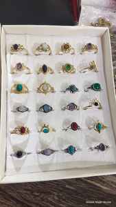 Anillos de Piedras Preciosas Chapados en Oro y Plata de Latón al por Mayor |   Anillos Boho Vintage Hechos a Mano |   Anillos de Piedras Naturales Variadas para Mujer - Product Image 4